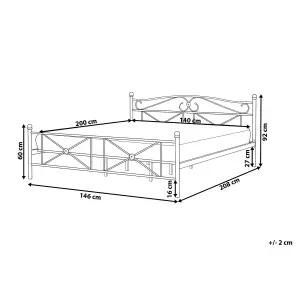 Metal EU Double Size Bed White RODEZ