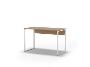 Inna Modern Work Table Oak with Sturdy White Metal Legs Particle Board Industrial Desk Width 110cm