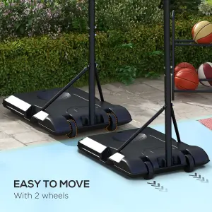 SPORTNOW Adjustable Basketball Stand Net Set System with Wheels, 179-209cm