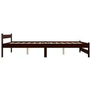 Berkfield Bed Frame Dark Brown Solid Pine Wood 180x200 cm 6FT Super King