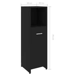 Berkfield Bathroom Cabinet Black 30x30x95 cm Engineered Wood