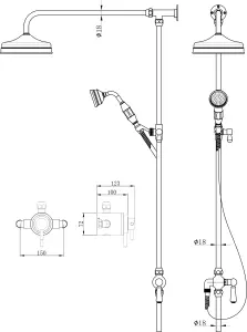 Keenware Modern Edwardian Ludgate Shower System: Brushed Brass