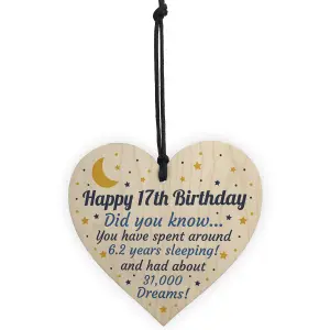 Red Ocean 17th Birthday Card For Daughter Son Wooden Heart Novelty 17th Gift Keepsake