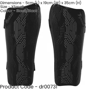 XS - Football Shin Pad Guards - BLACK/BLACK - High Impact Wrap Around Leg Cover