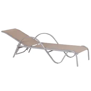 Sun Lounger Metal Light Brown PROCIDA