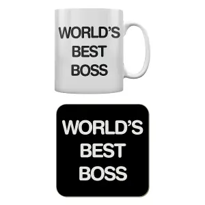 Grindstore Worlds Best Boss Mug & Coaster Set White (One Size)