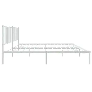 Berkfield Metal Bed Frame with Headboard White 180x200 cm 6FT Super King