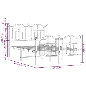 Berkfield Metal Bed Frame with Headboard and Footboard White 120x200 cm