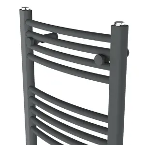 Rinse Curved Bathroom Heated Towel Rail Warmer Radiator Central Heating Anthracite - 1200x450mm