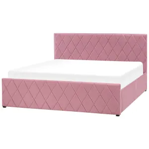 Velvet EU King Size Ottoman Bed Pink ROCHEFORT