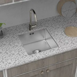 JASSFERRY Undermount Kitchen Sink Handmade 1.2mm Thickness Stainless Steel Single One Bowl 440 x 440 mm, with Overflow