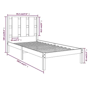 Berkfield Bed Frame Solid Wood 90x190 cm 3FT Single