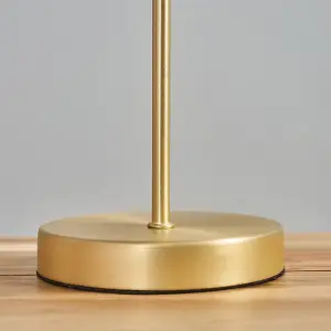 ValueLights Modern Standard Table Lamp In Gold Metal Finish With Grey/Gold Cylinder Shade