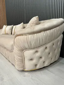 Ambassador 3 Seater In Champagne Velvet & Gold