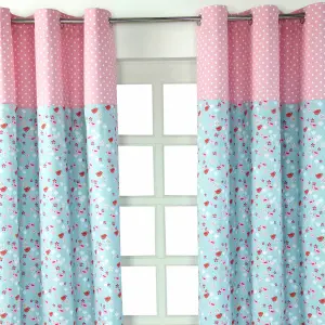 Homescapes Birds And Flowers Ready Made Eyelet Curtain Pair, 137 x 228 cm Drop