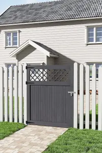 Grey Coated Garden Gate, Rhombus Design with Secure Latch 120cm x 150cm