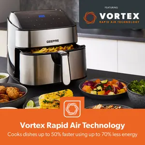 Geepas Vortex 7.5L Digital Air Fryer Family-Sized 10-In-1 Convection Air Fryer With LED Touchscreen