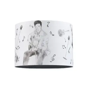 Elvis Presley Themed Linen Lampshade with Famous Poses and Guitars Musical Notes