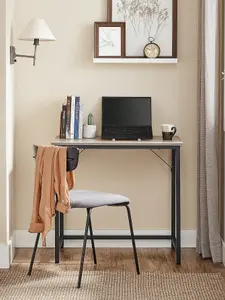 VASAGLE Computer Desk, Small Office Desk And Workstation, Work Desk For Home Office, Study, Bedroom, Metal Frame, Greige And Black