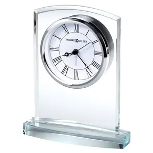 Roman Numeral Crystal Quartz Movement / Crystal Alarm Tabletop Clock in Silver