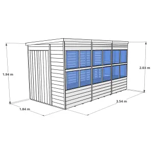 BillyOh Planthouse Tongue and Groove Pent Potting Wooden Shed - 12x6