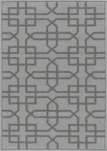 Machine Washable Cubed Trellis Design Anti Slip Doormats Silver 67x120 cm