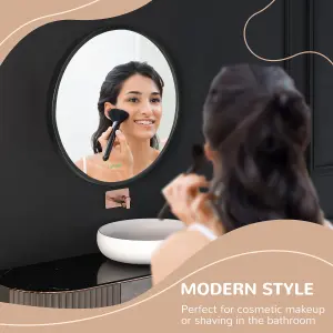 kleankin Round Bathroom Mirror, Modern Wall Mirror Aluminium Frame, 40x40 cm