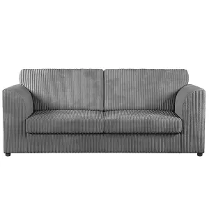 Luxor Jumbo Cord 3 + 1 + 1 Fabric 3 Piece Sofa Suite - Fullback Grey