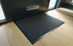 Serdim Rugs Non Slip Dirt Trapper Rubber Edged PVC Barrier Door Entrance Mats Anthracite 90x300 cm