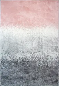 Blush Pink Grey Super Soft Distressed Gradient Area Rug 120x170cm