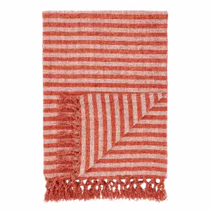 Catherine Lansfield Stripe Chenille 130x170cm Blanket Throw Terracotta