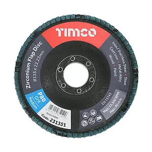 TIMCO Flap Disc Zirconium Type 29 Conical P80 Grit - 115 x 22.23