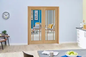 Green & Taylor Worcester Oak 3 Lite Clear Glass Internal French Door Set - 1428 x 2021 x 133mm (WxHxT)