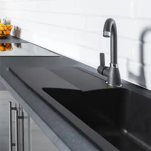 Liquida TEC860BL 1.0 Bowl Composite Reversible Black Kitchen Sink And Waste Kit