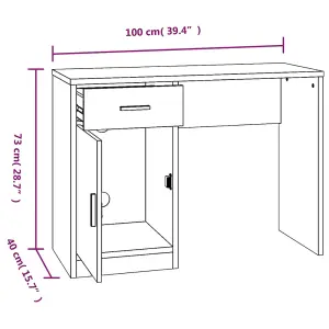 Berkfield Desk with Drawer&Cabinet Brown Oak 100x40x73 cm Engineered Wood