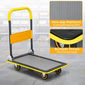 Costway Folding Push Cart Dolly Moving Hand Truck Rolling Flatbed Platform Cart 150KG