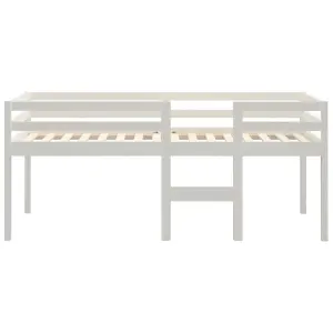 Berkfield High Sleeper Bed White 90x190 cm 3FT Single Solid Wood Pine