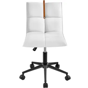 Yaheetech Armless Desk Chair with Adjustable Seat Height - White