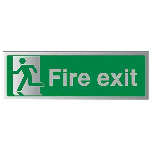 Fire Exit Man Left Safety Sign - Glow in the Dark - 300x100mm (x3)