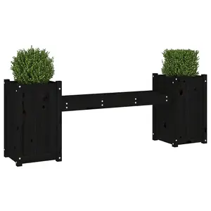 Berkfield Planter Bench Black 180x36x63 cm Solid Wood Pine