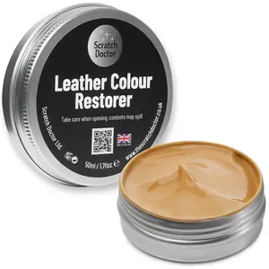 Scratch Doctor Leather Colour Restorer, Recolouring Balm for faded and worn leather 50ml Tan