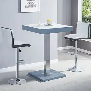 Topaz Glass White Grey Bar Table 2 Copez White Grey Stools