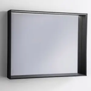 Edge-Black 1000, Illuminated rectangular wall mirror with Black frame, with LED 100x70x13 cm Black