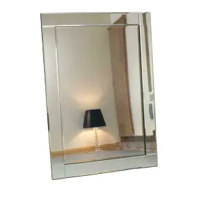 60x90cm Chloe Silver Glass Frame Rectangle Bevelled Modern Wall Mirror