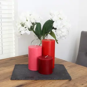 Pillar Candle Set of 3 Red Candles by Laeto Ageless Aromatherapy - FREE DELIVERY INCLUDED