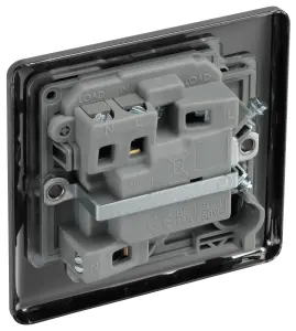 GoodHome Black Nickel 13A 2 way Raised rounded profile Screwed Switched Fused connection unit