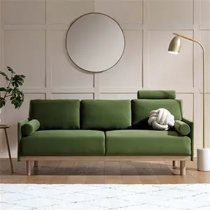 Timber Fern Green Velvet Sofa, 3-Seater - Daals - Sofas