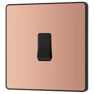 British General 20A Single 3 way Raised slim Screwless Intermediate switch Gloss Copper effect