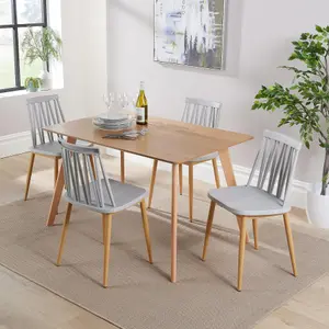 Home Source Rayna Table and 4 Grey Lucy Chairs