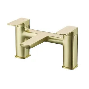 Nes Home Modern Brushed Brass Designer Square Deck Mounted Bath Filler Tap